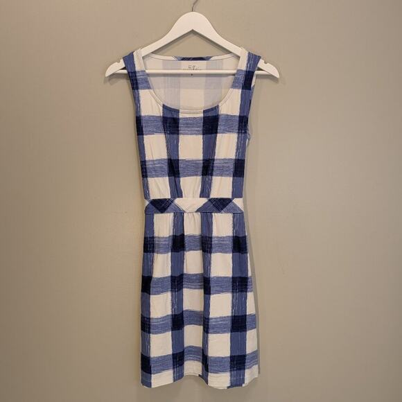 Vineyard Vines Dresses & Skirts - Vineyard Vines Flare Dress Painted Gingham Print Sleeveless Blue/White - Size S